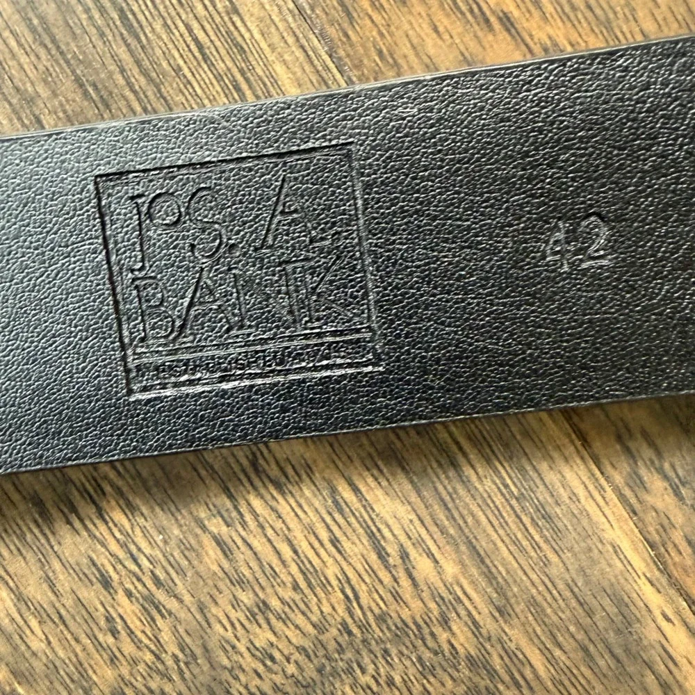 Jos. A. Bank Leather Belt Mens 42 Black Excellent Silver Buckle‎ Dress Formal